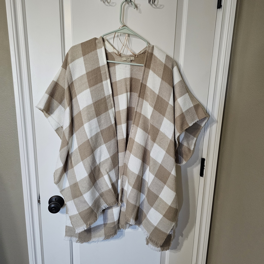Loft Plaid Open Front Poncho